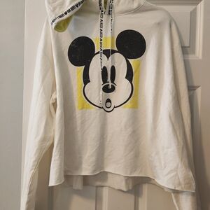 Disney Cream and Black Mickey Mouse "Oh Boy" Sweatshirt With Hood